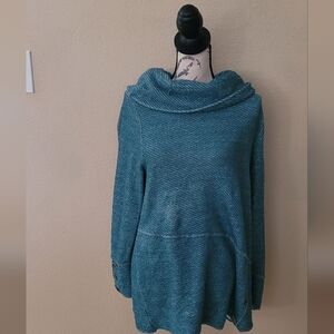 Soft Surroundings Teal Cowl Neck Sweater